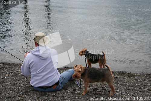 Image of Fisherman with Dogs