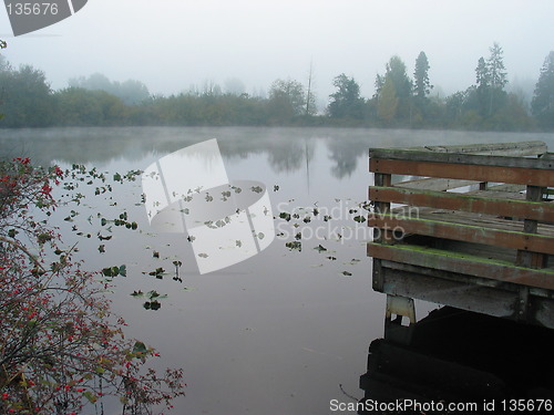 Image of Foggy Lake with Dock
