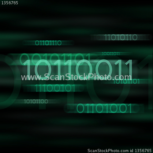 Image of Green blurred binary code