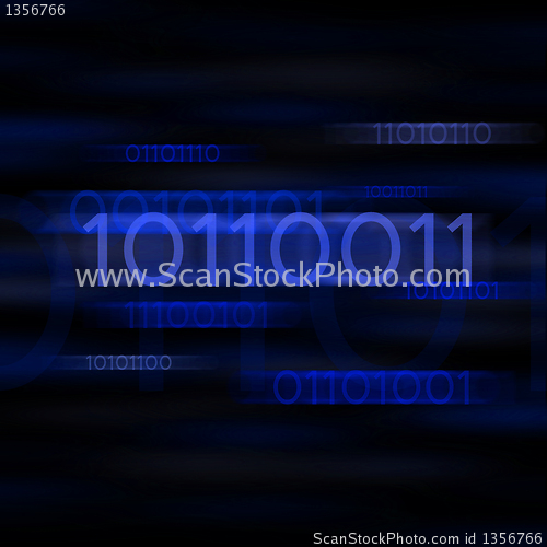 Image of Blue blurred binary code