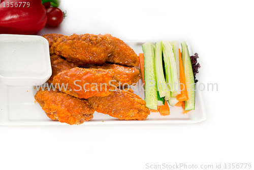 Image of  buffalo chicken wings served with pinzimonio