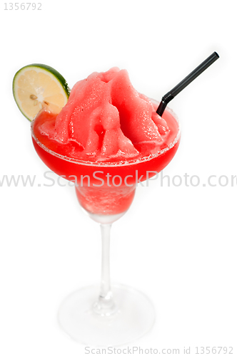 Image of frozen strawberry margarita daiquiri isolated on white