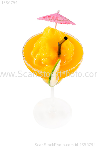 Image of frozen mango margarita daiquiri isolated on white