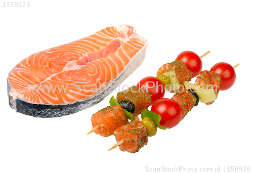 Image of Sticks with grilled vegetables and salmon