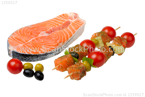 Image of Sticks with grilled vegetables and salmon