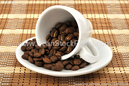 Image of cup with coffee beans