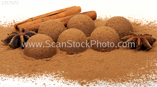 Image of chocolate truffles with cinnamon and star anise