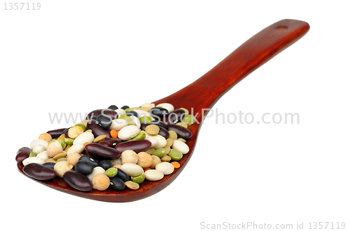 Image of beans on a wooden spoon