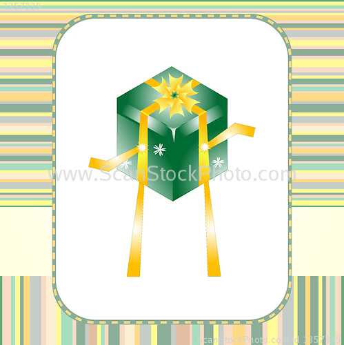 Image of vector greeting card with dance gift box