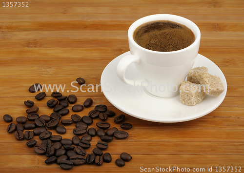 Image of coffee, sugar cane and coffee beans