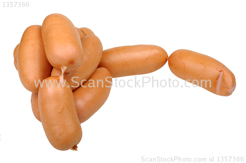 Image of many sausages isolated on a white background