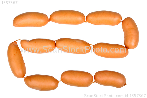 Image of many sausages isolated on a white background
