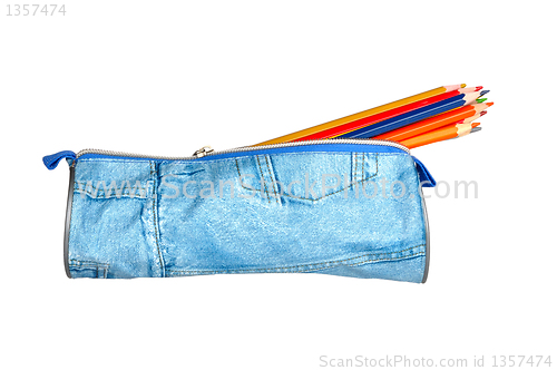 Image of pencil case with pencils