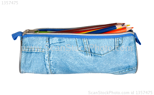 Image of pencil case with pencils