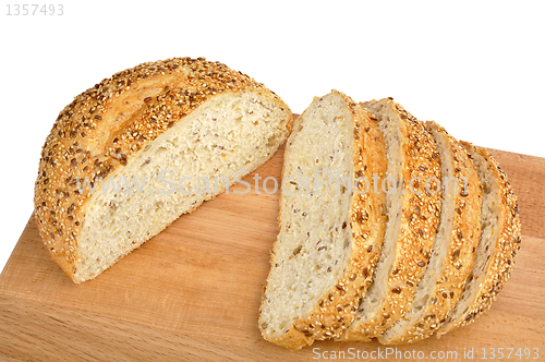 Image of bread with sesame seeds and flax