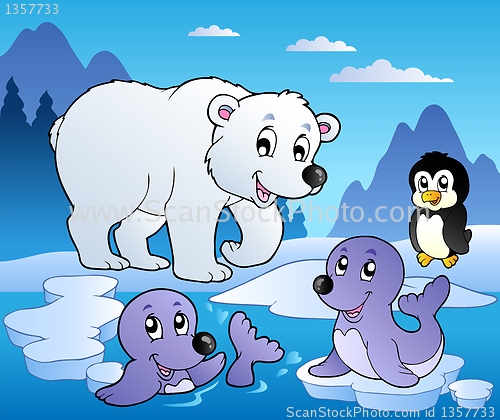 Image of Winter scene with various animals 1