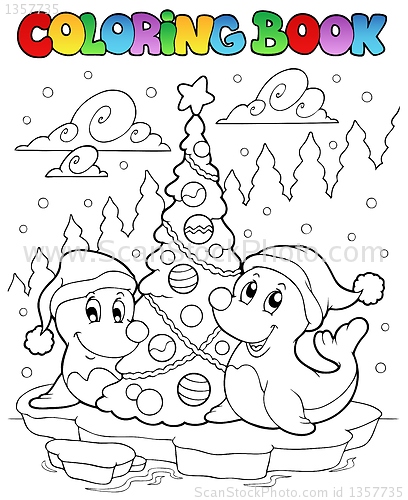 Image of Coloring book two seals with tree