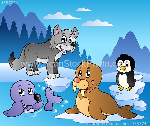 Image of Winter scene with various animals 2