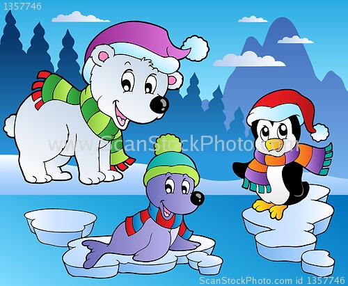 Image of Winter scene with various animals 4