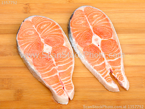 Image of salmon on a wooden background