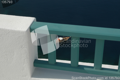 Image of  boat through railing