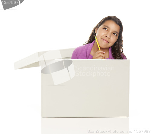 Image of Ethnic Female Popping Out and Thinking Outside The Box