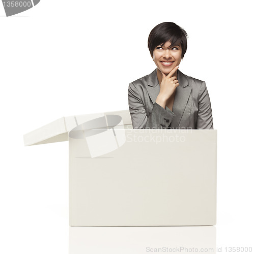 Image of Ethnic Female Popping Out and Thinking Outside The Box