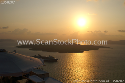 Image of Sunset on a greek island santorini