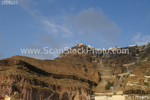 Image of Cruise ship near Santorini island