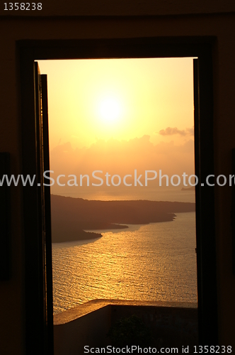 Image of Sunset on a greek island santorini