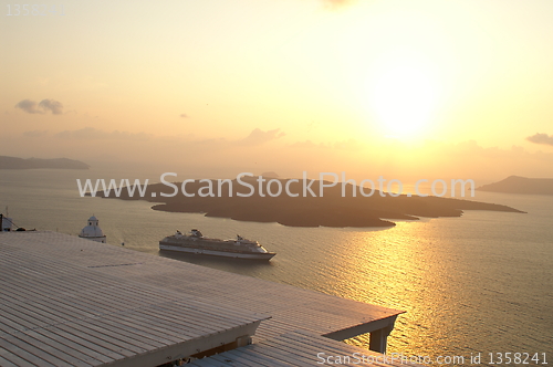 Image of Sunset on a greek island santorini