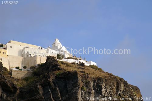 Image of Cruise ship near Santorini island