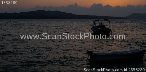 Image of Sunset on a greek island santorini