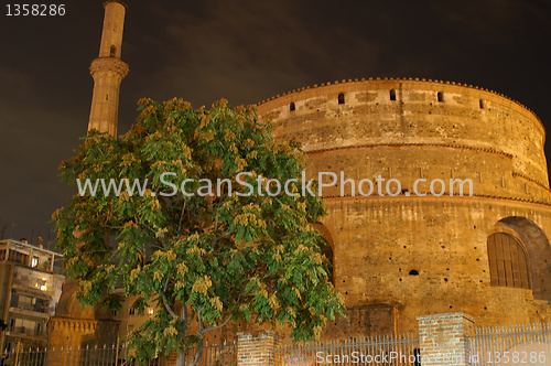 Image of Orthodox church in Saloniki and mosque minaret