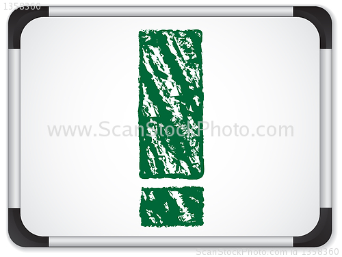 Image of Whiteboard with Exclamation Mark  written in Green