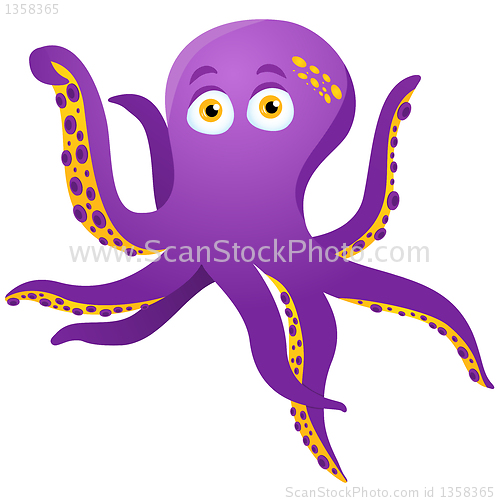 Image of Purple Octopus Isolated on white