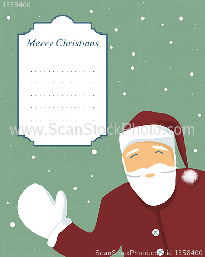 Image of Santa with text banner