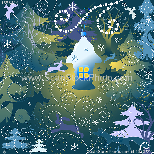 Image of Magic forest. Christmas background