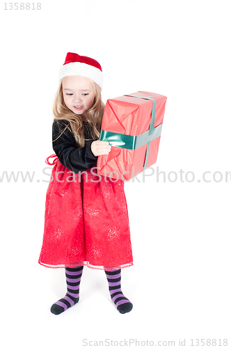 Image of Baby girl dressed up for Christams