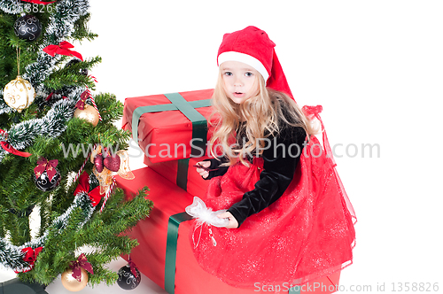 Image of Baby girl dressed up for Christams