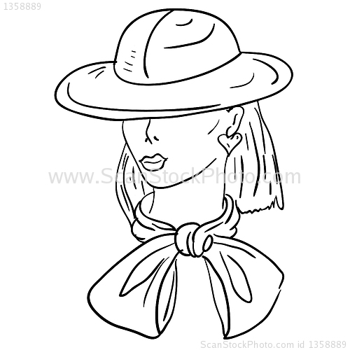 Image of Hand-drawn fashion model. Vector illustration. Woman's face