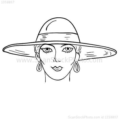 Image of Hand-drawn fashion model. Vector illustration. Woman's face