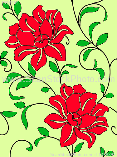 Image of Seamless wallpaper  a seam with flower and leaves 