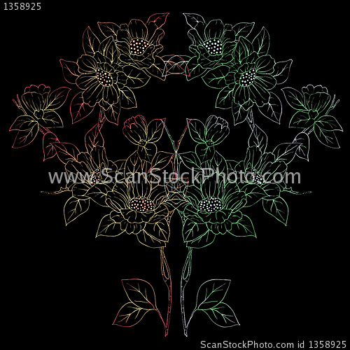 Image of  hand drawn background with a fantasy flower