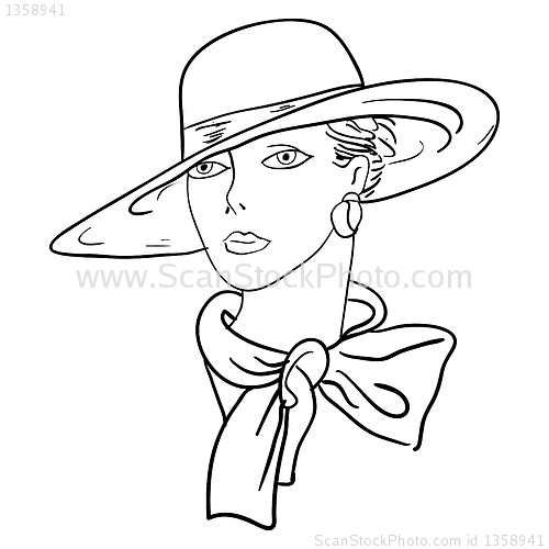 Image of Hand-drawn fashion model. Vector illustration. Woman's face