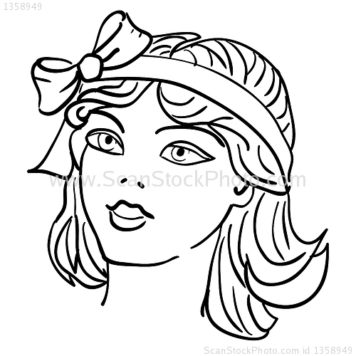 Image of Hand-drawn fashion model. Vector illustration. Woman's face