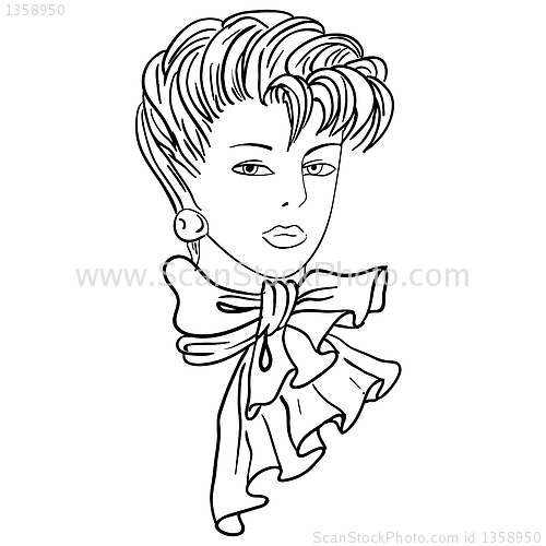 Image of Hand-drawn fashion model. Vector illustration. Woman's face