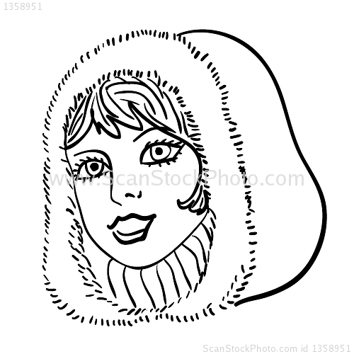 Image of Hand-drawn fashion model. Vector illustration. Woman's face