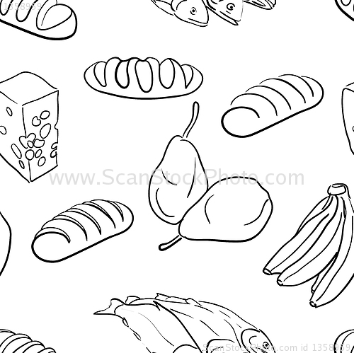 Image of seamless pattern-hand drawn food