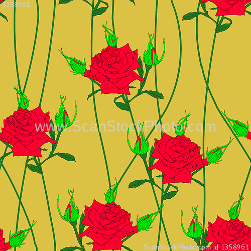 Image of Seamless  background with flower roses. 